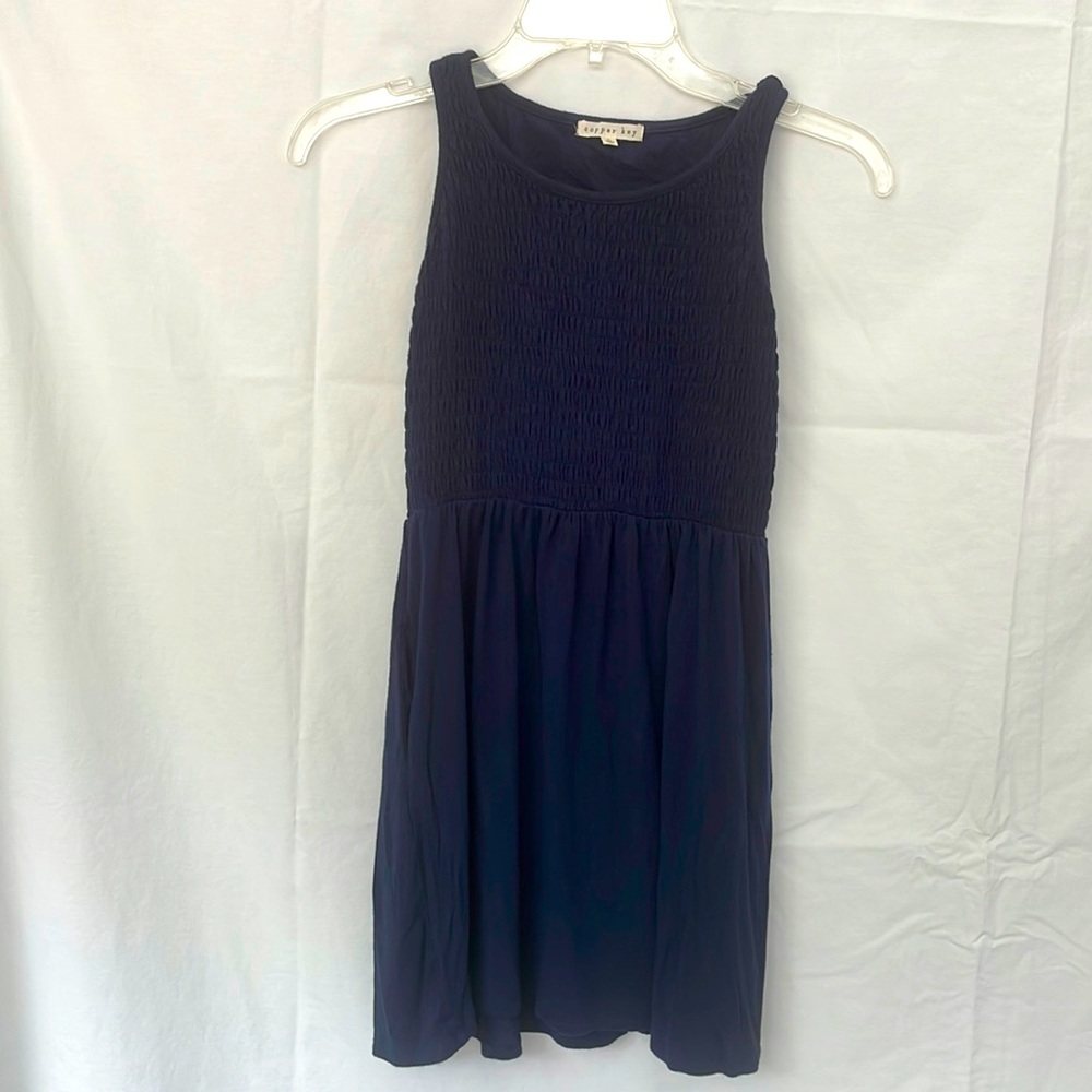 Navy cotton sundress, size L (prob. Size 12)